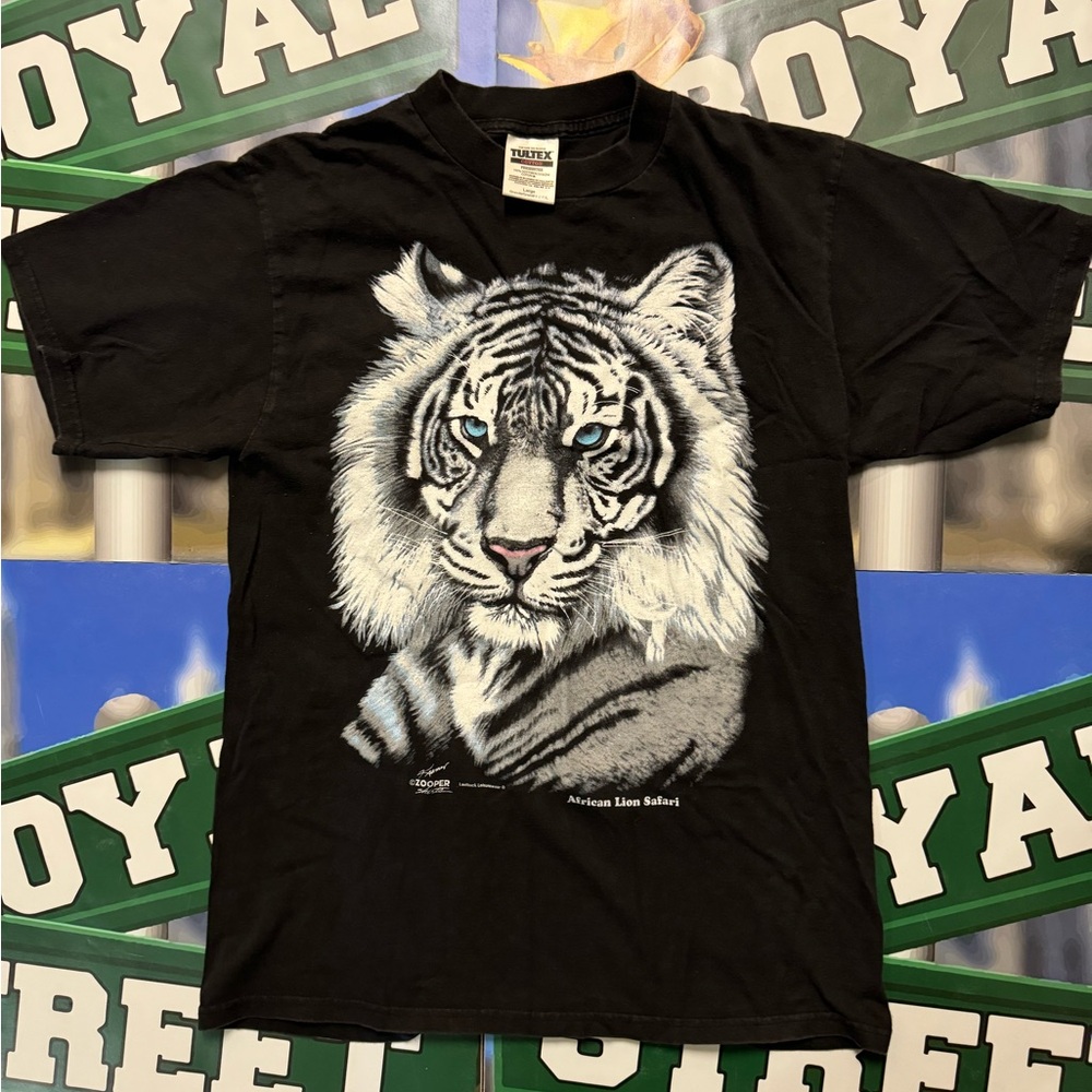Tultex Black Tee with White Lion Graphic